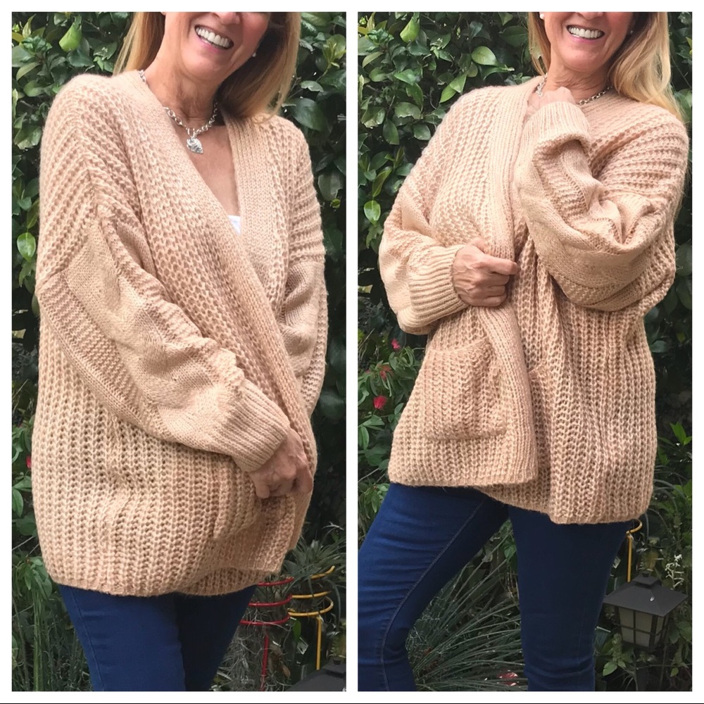 LAST 🔘 True Confessions! Taupe Open Cardigan - Picture 6 of 8